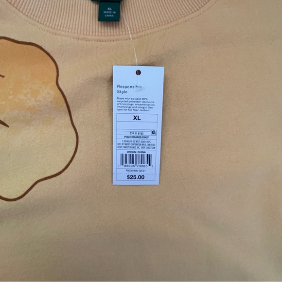 Wild Fable Peach Orange Sweatshirt with Flower Design - XL, NWT - Picture 7 of 9
